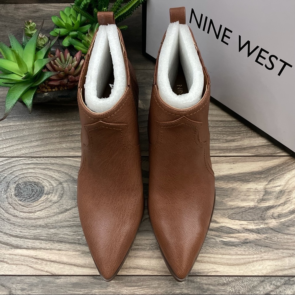 NIB Nine West Cowboy Natural Ankle Western Bootie - Picture 2 of 12